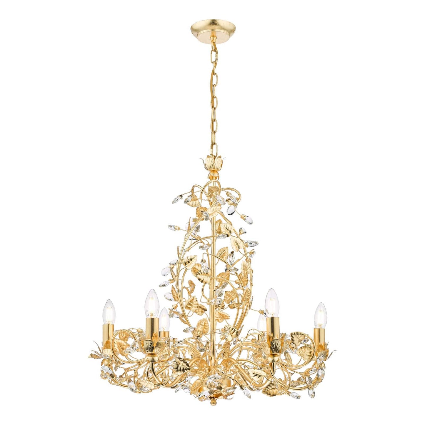 Audley End 6 Light Pendant Gold Leaf