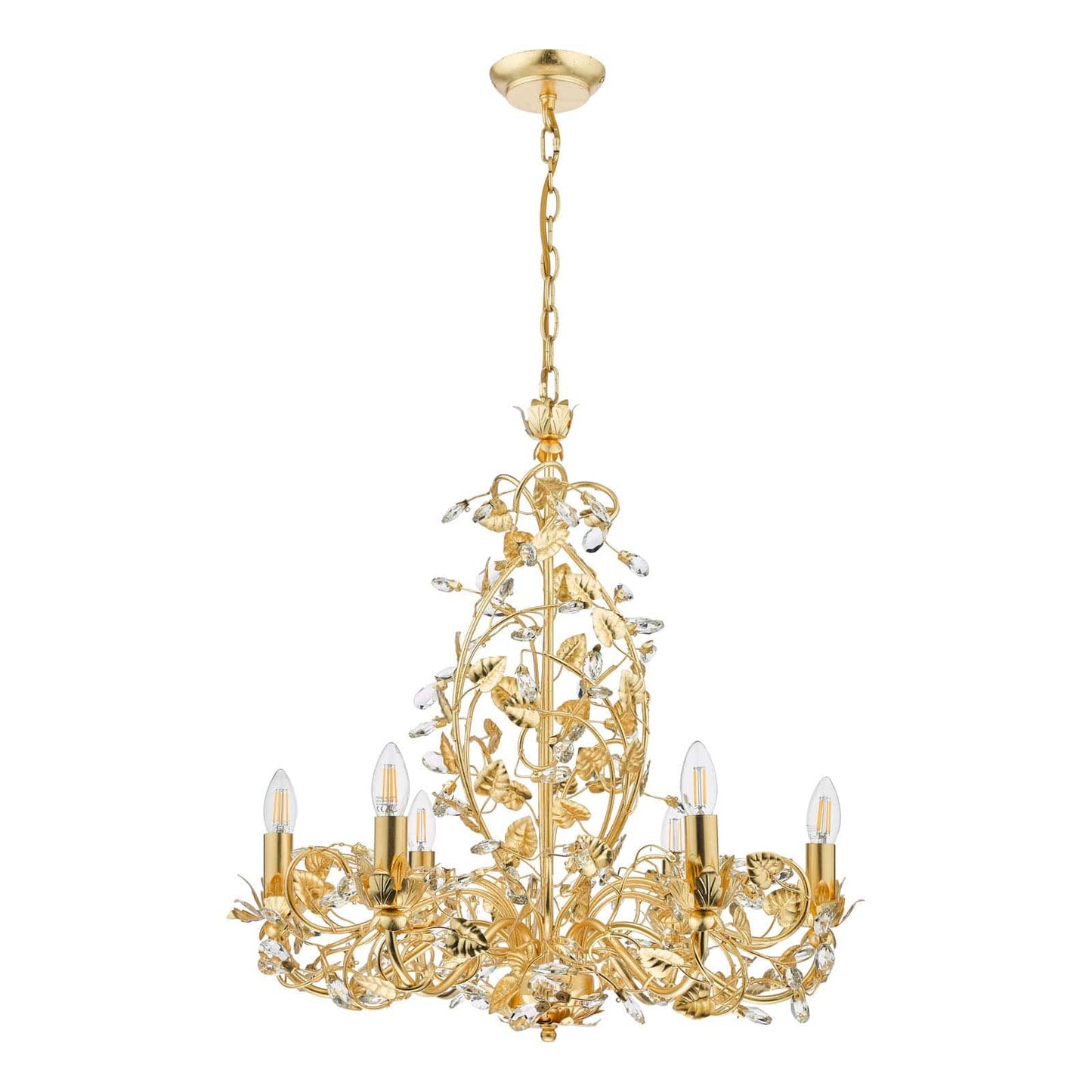 Audley End 6 Light Pendant Gold Leaf