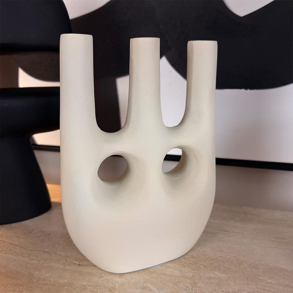 Abstract Large Cream Vase