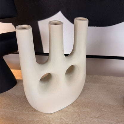 Abstract Large Cream Vase