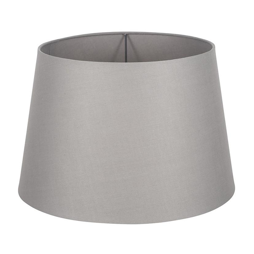 A gray tapered poly cotton lampshade