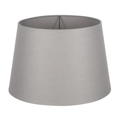 A gray tapered poly cotton lampshade