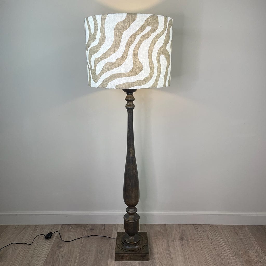 Alia Grey Wash Turned Mango Wood Floor Lamp with Sigrid Birch Boucle Shade