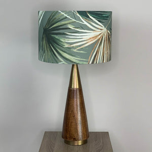 Allura Antique Brass & Dark Wood Table Lamp with Azumi Eden Lampshade
