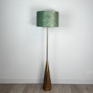 Allura Antique Brass and Dark Wood Floor Lamp with Timorous Beasties Jungle Tangle Willow Lampshade