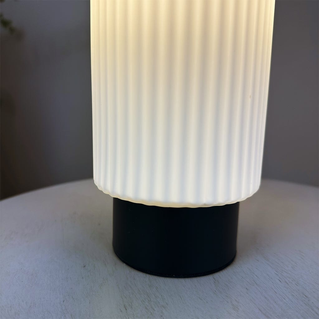 Aneska Touch Lamp Matt Black and Opal Glass