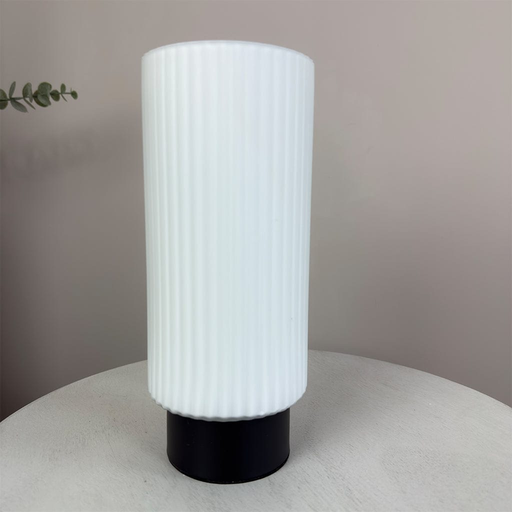 Aneska Touch Lamp Matt Black and Opal Glass