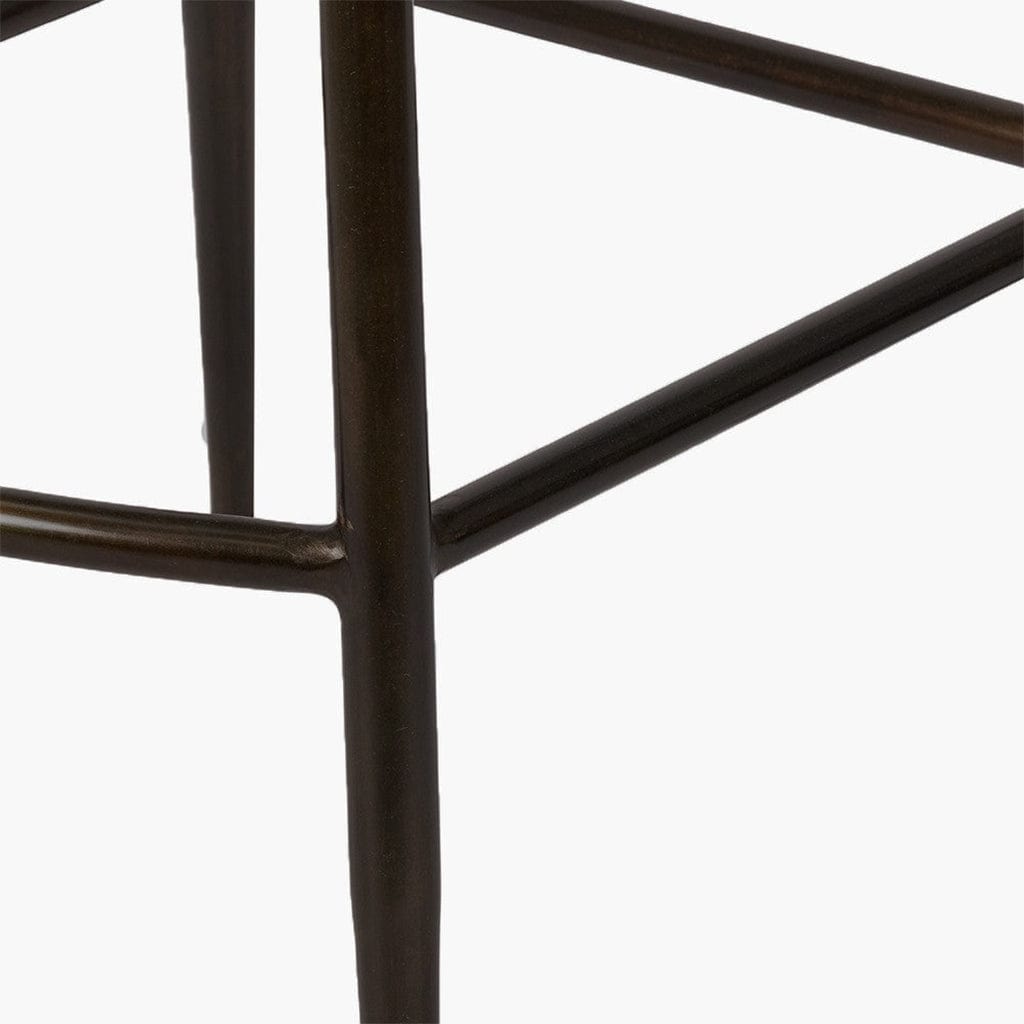 Angelo Vintage Grey Leather & Bronze Metal Retro Bar Stool
