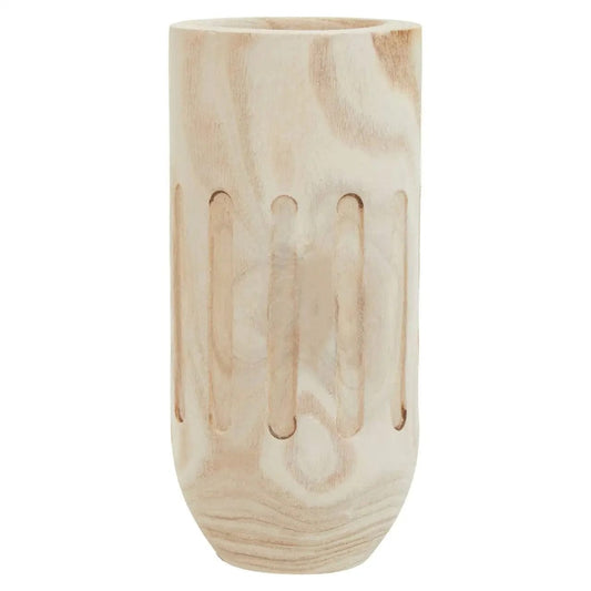 Anila Engraved Wooden Curved Vase