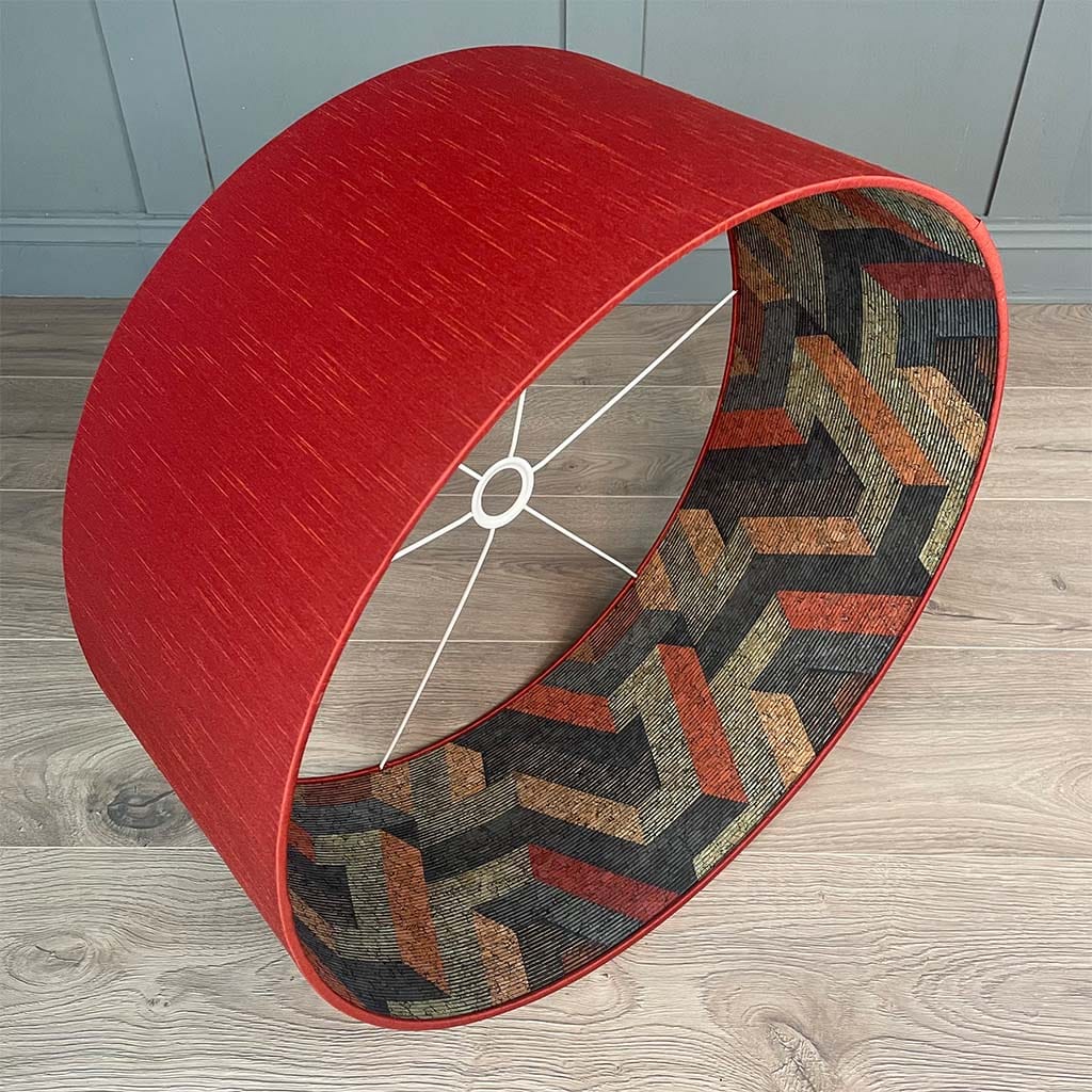 Anthology Escheresque Cork Wallpaper Lined Pendant Shade with Astor Phoenix Outer