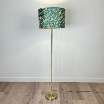 Antique Brass Belford Floor Lamp with Acoustic Palm Emerald Shade