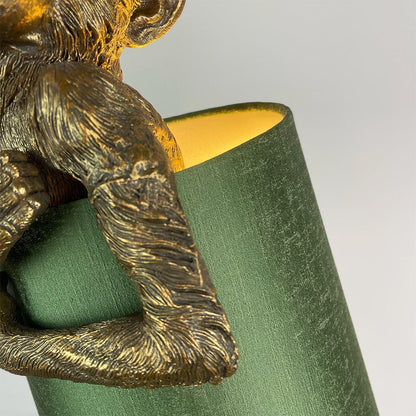 Hugo Monkey Brass Table Lamp & Sage Green Shade