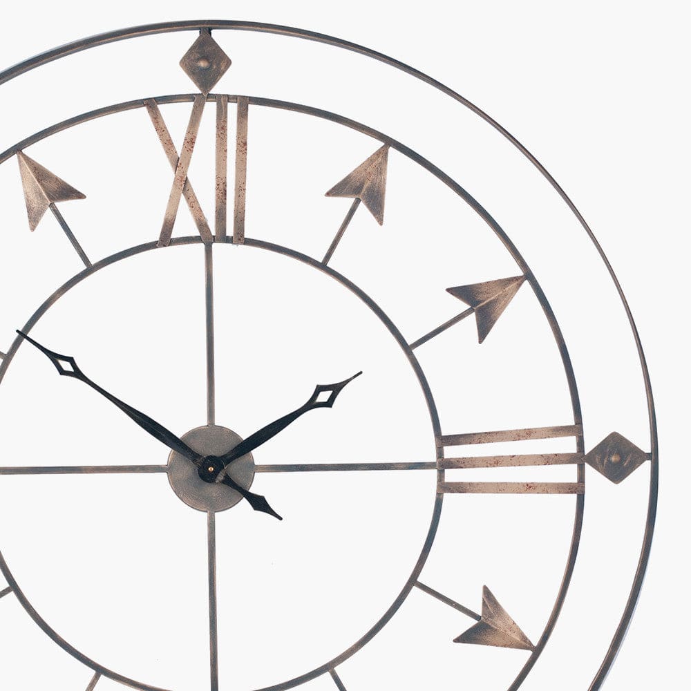 Antique Grey & Gold Large Round Wall Clock