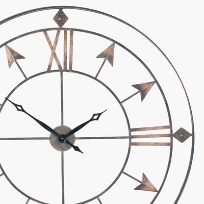 Antique Grey & Gold Large Round Wall Clock