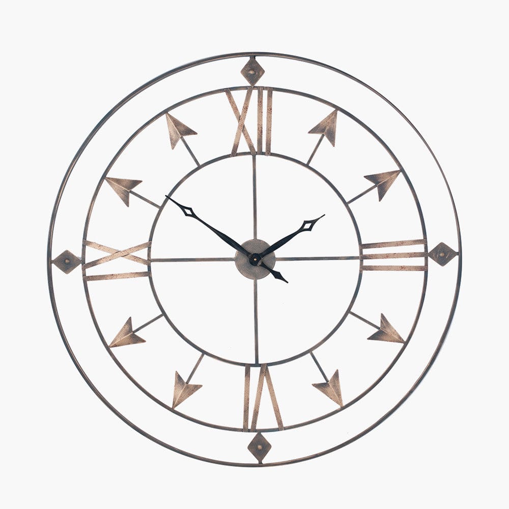 Antique Grey & Gold Large Round Wall Clock