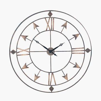 Antique Grey & Gold Large Round Wall Clock