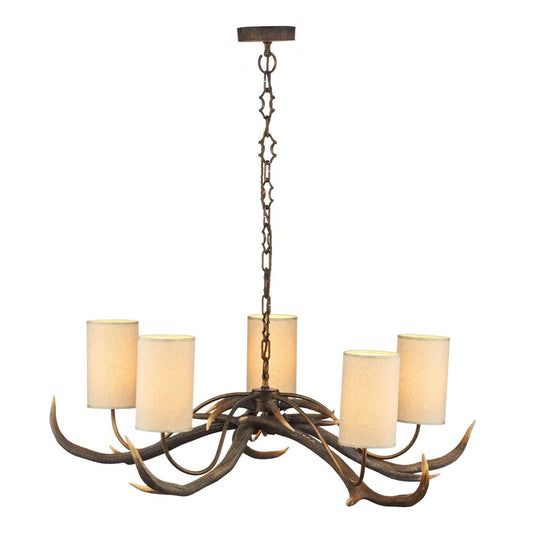 David Hunt Antler 5 Light Rustic Pendant complete with Shades