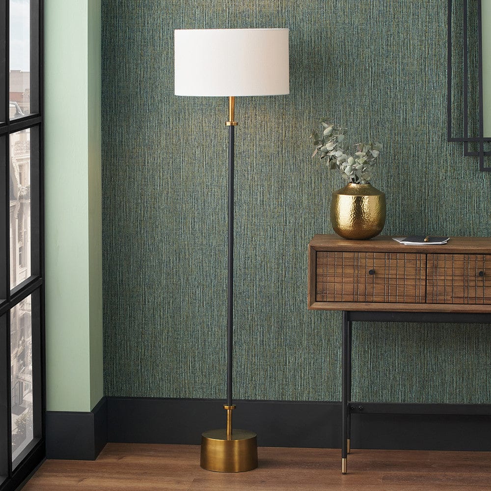 Antoine Black Croc & Antique Brass Metal Floor Lamp