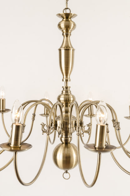 Antwerp 12 Light Antique Brass Flemish Style Chandelier