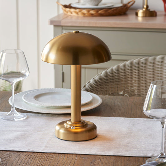 Art Deco Style Dome Brass Rechargeable Lamp
