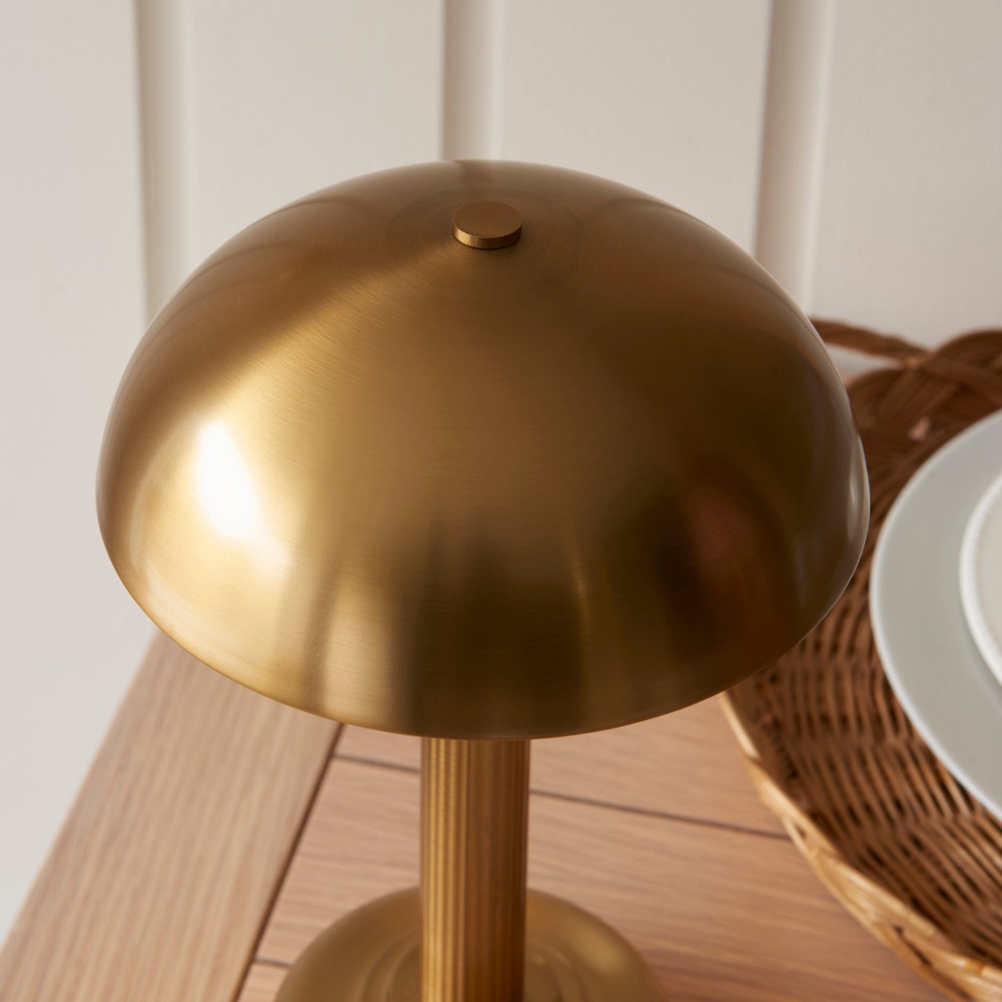 Art Deco Style Dome Brass Rechargeable Lamp