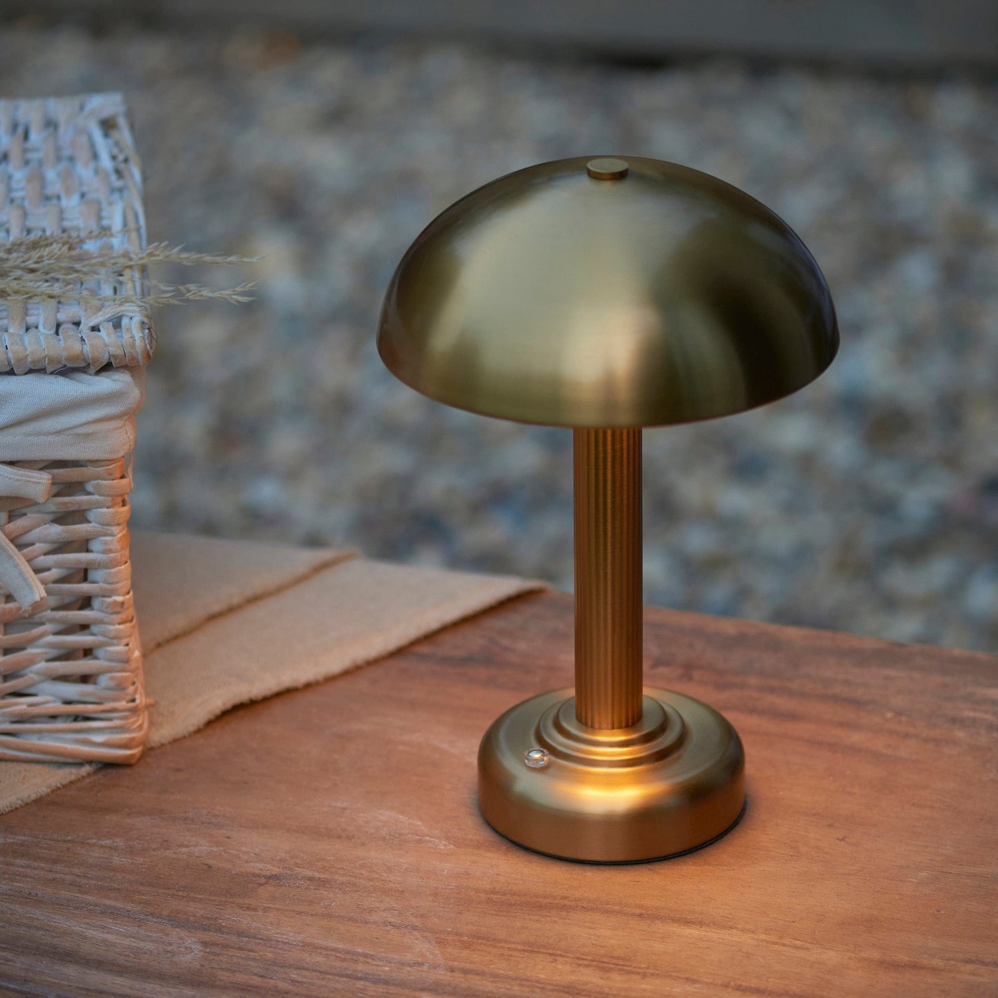 Art Deco Style Dome Brass Rechargeable Lamp
