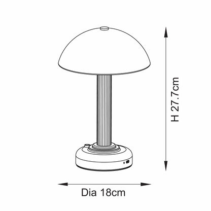 Art Deco Style Dome Brass Rechargeable Lamp