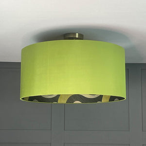 Electrified Arte Queen Cobra Lined Shade with Apple Green Faux Silk Outer