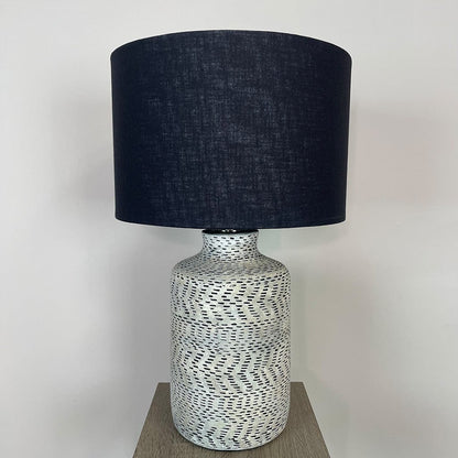 Atouk Textured Natural & Black Table Lamp with Black Linen Shade