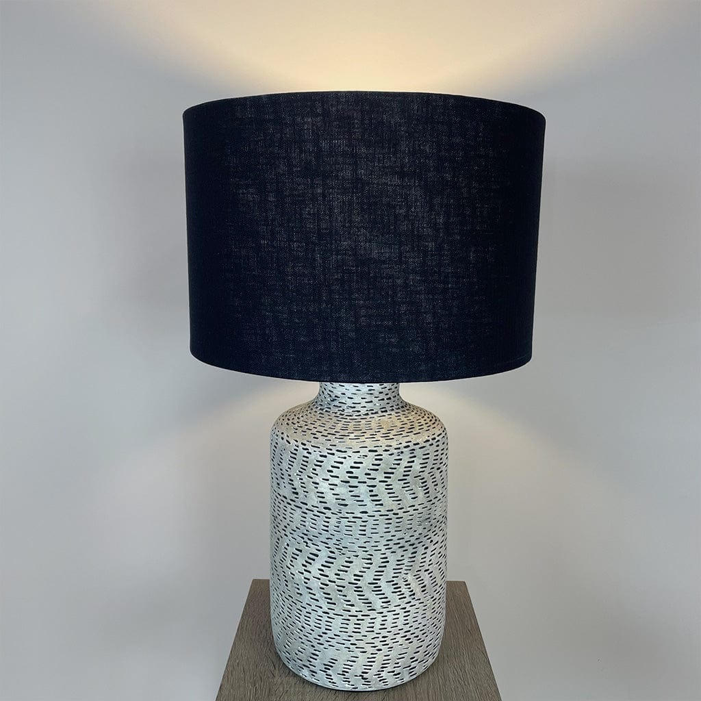 Atouk Textured Natural & Black Table Lamp with Black Linen Shade