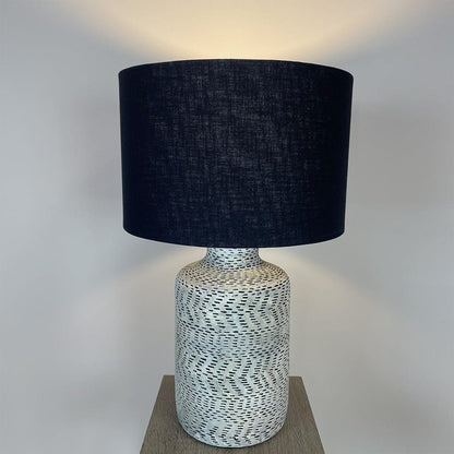 Atouk Textured Natural & Black Table Lamp with Black Linen Shade