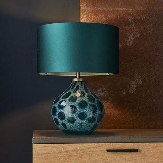 Lagoon Teal Table Lamp with Teal Satin Shade