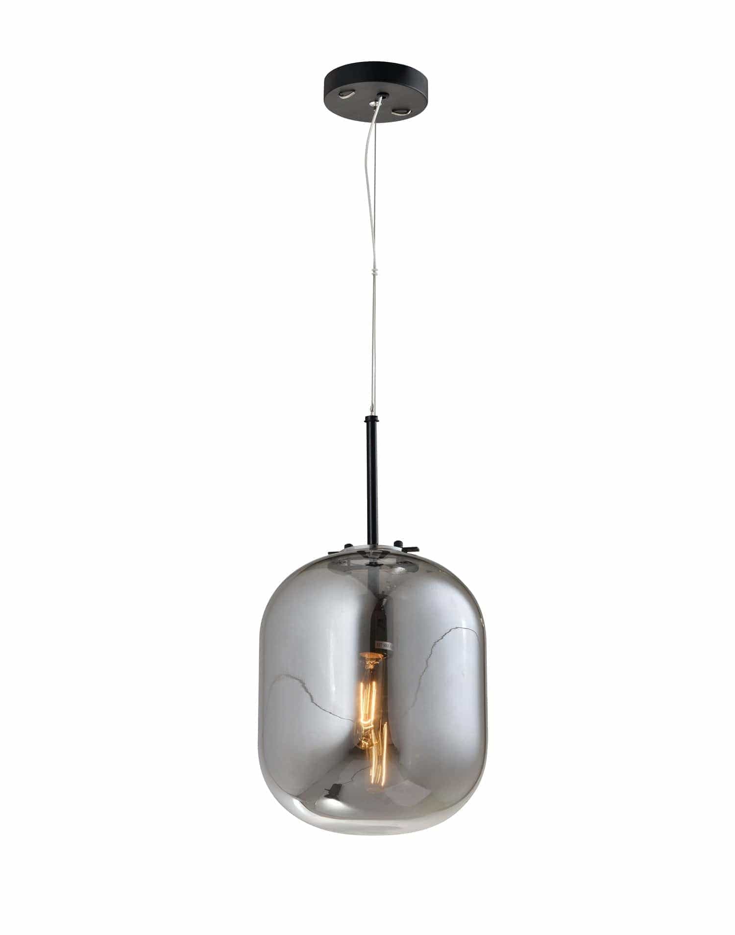 Capsule Small Glass Pendant Polished Chrome