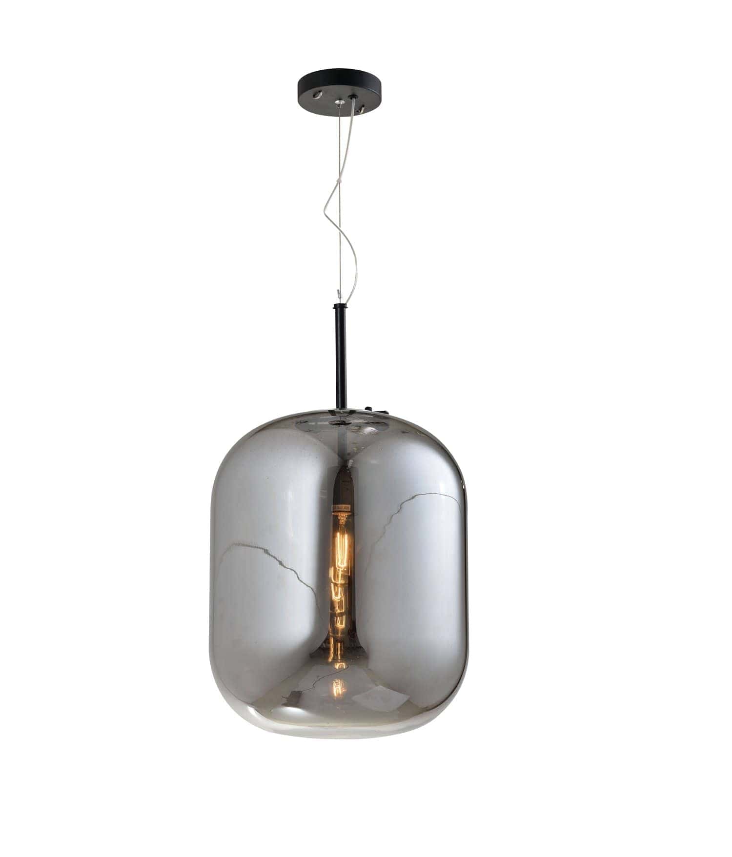 Capsule Large Glass Pendant Polished Chrome