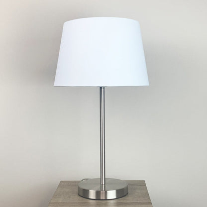 Belford Brushed Steel Table Lamp with Choice of Plain Shade