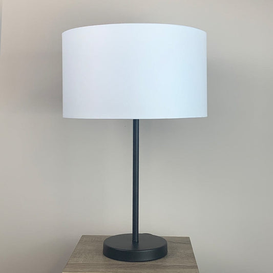 Belford Matt Black Single Stem Table Lamp with Choice of Neutral Shade