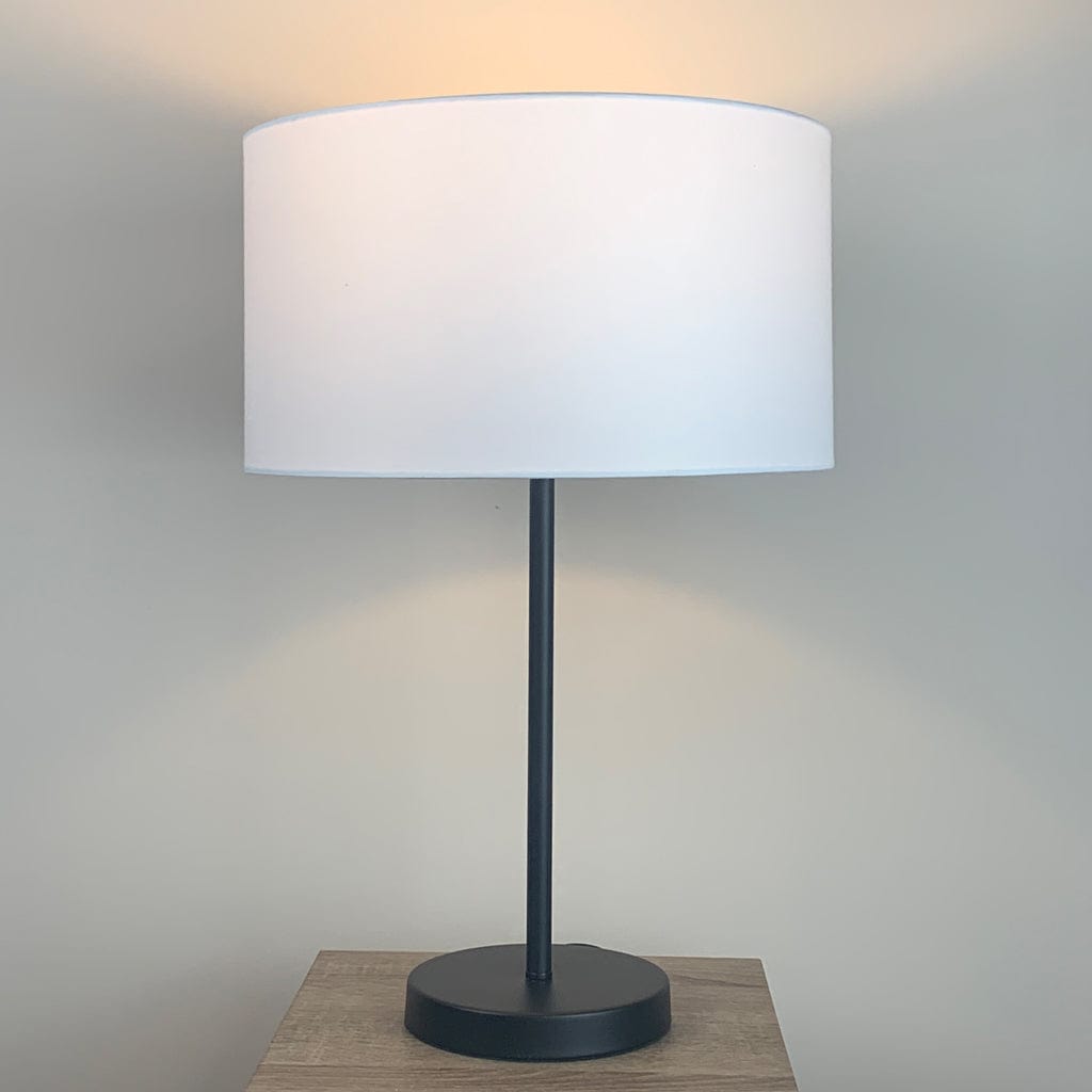 Belford Matt Black Single Stem Table Lamp with Choice of Neutral Shade