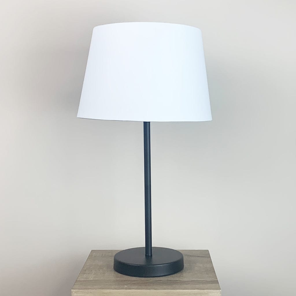 Belford Matt Black Single Stem Table Lamp with Choice of Neutral Shade