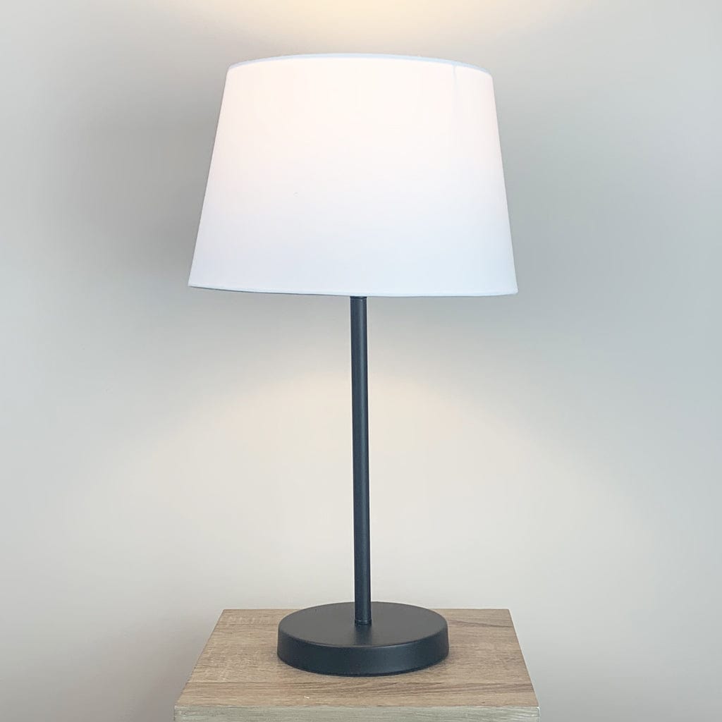 Belford Matt Black Single Stem Table Lamp with Choice of Neutral Shade