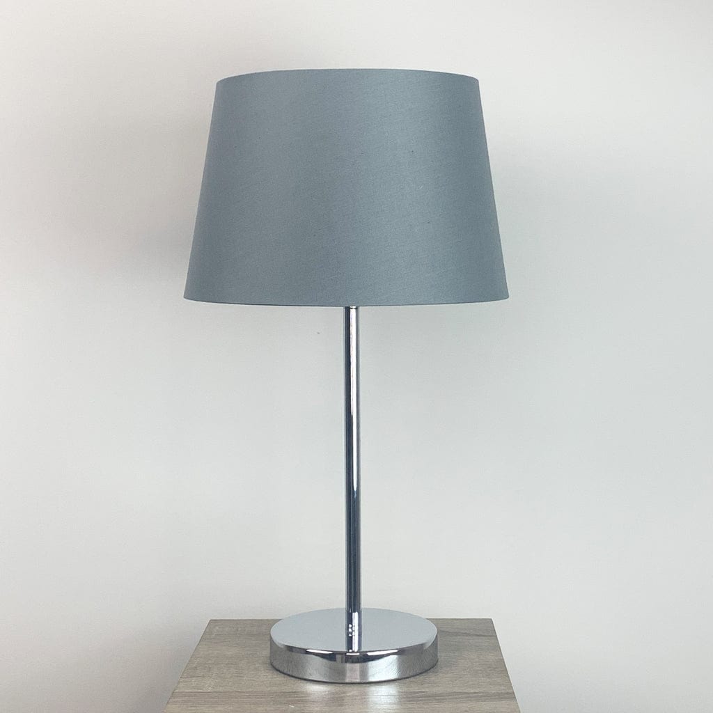 Belford Polished Chrome Table Lamp with Grey Shade