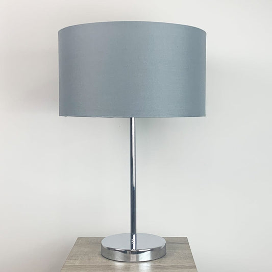 Belford Polished Chrome Table Lamp with Grey Shade