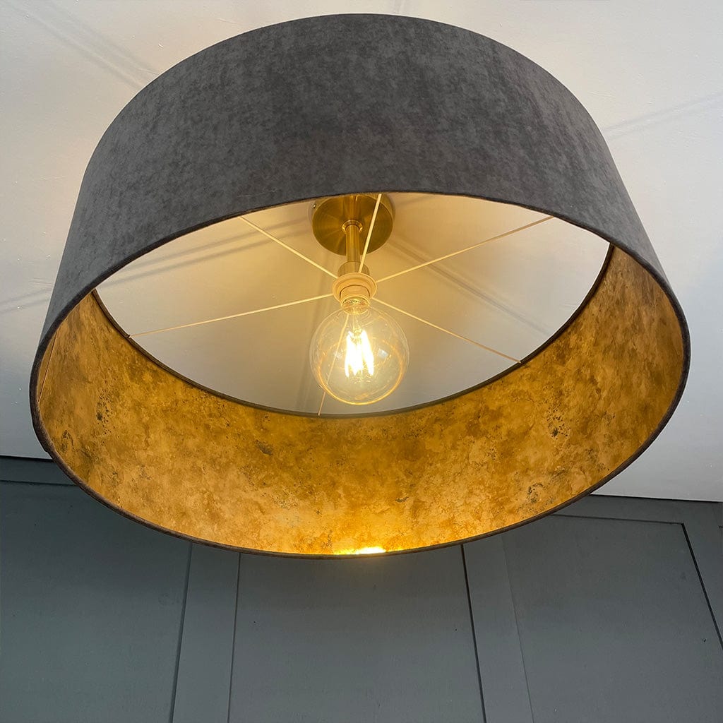 Belvoir Charcoal Pendant Shade with Burnished Gold Wallpaper Lining