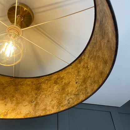 Belvoir Charcoal Pendant Shade with Burnished Gold Wallpaper Lining