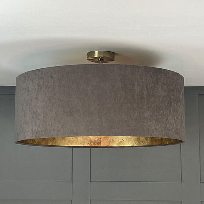 Belvoir Charcoal Pendant Shade with Burnished Gold Wallpaper Lining