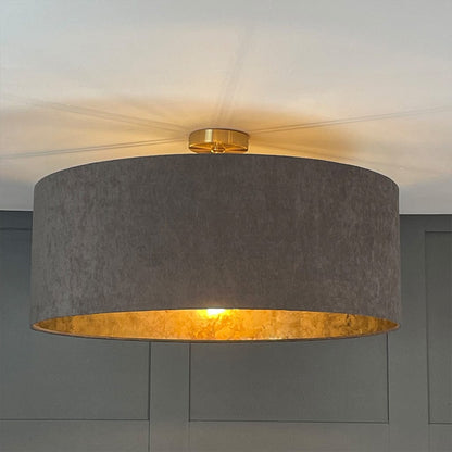 Belvoir Charcoal Pendant Shade with Burnished Gold Wallpaper Lining