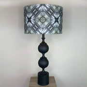 Black Aluminium 2 Ball Tall Foot Table Lamp with Julia Clare's Efflorescence Linen in Green Shade