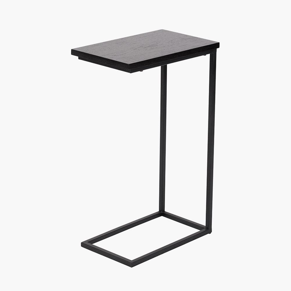 Black Ash Veneer and Black Metal Supper Side Table