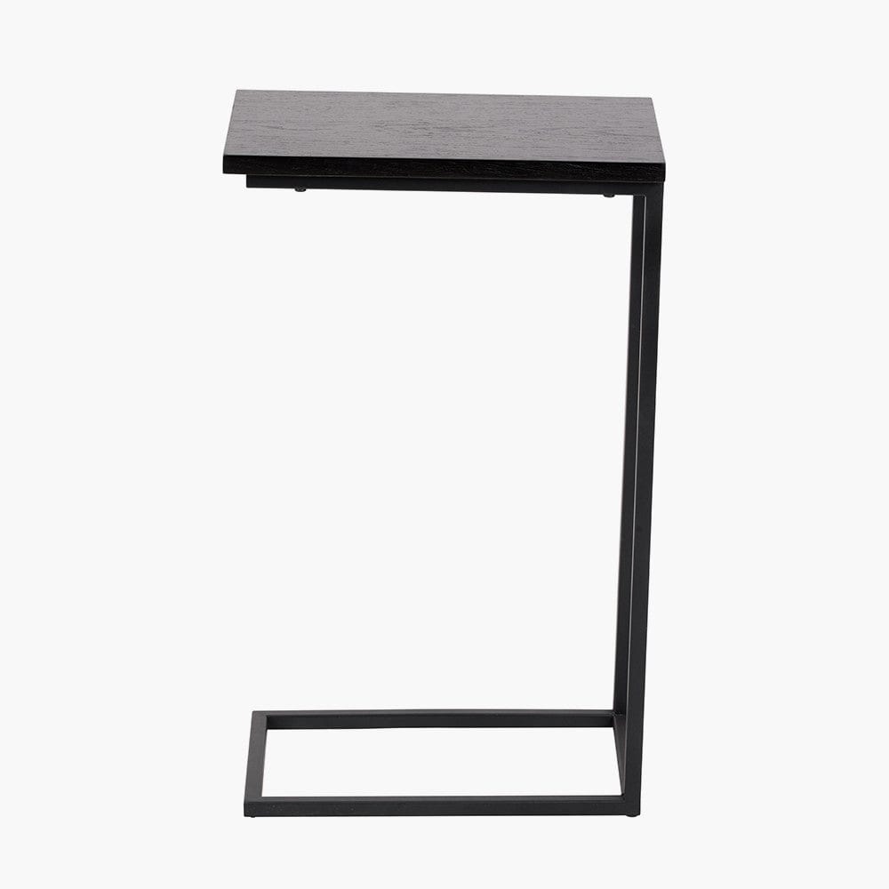 Black Ash Veneer and Black Metal Supper Side Table