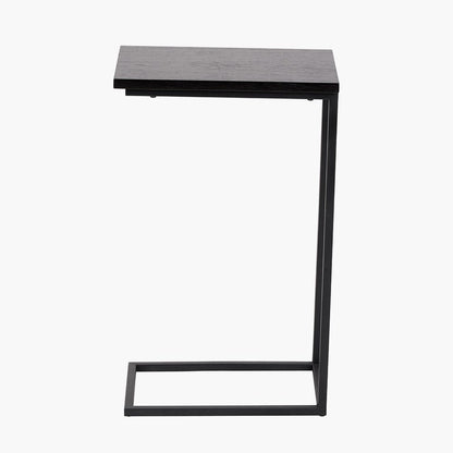 Black Ash Veneer and Black Metal Supper Side Table