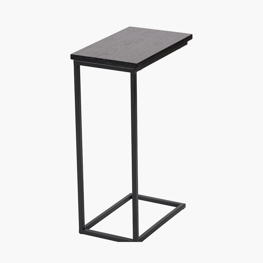 Black Ash Veneer and Black Metal Supper Side Table